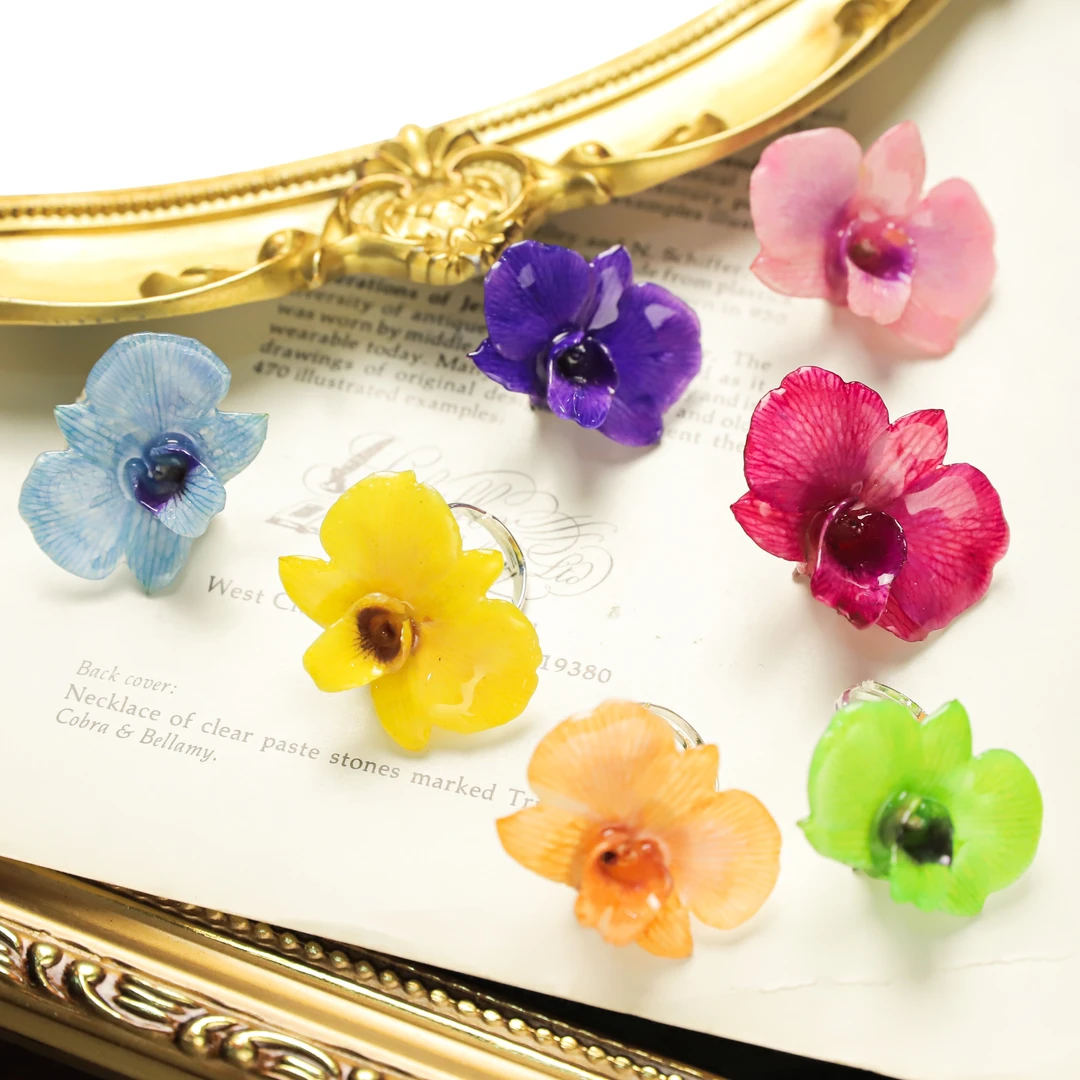 合金树脂耳饰 英国自然主义设计师 永生花系列戒指