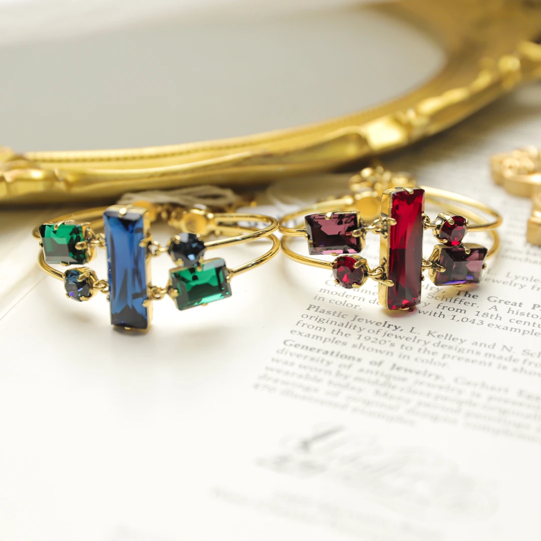 铜合金项链 意大利小CD 方形切割水晶手镯手链款