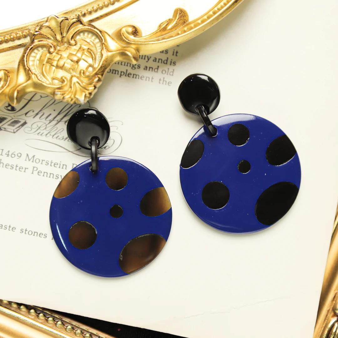 合金耳饰 独立艺术家设计款 圆形波点拼色元素耳钉