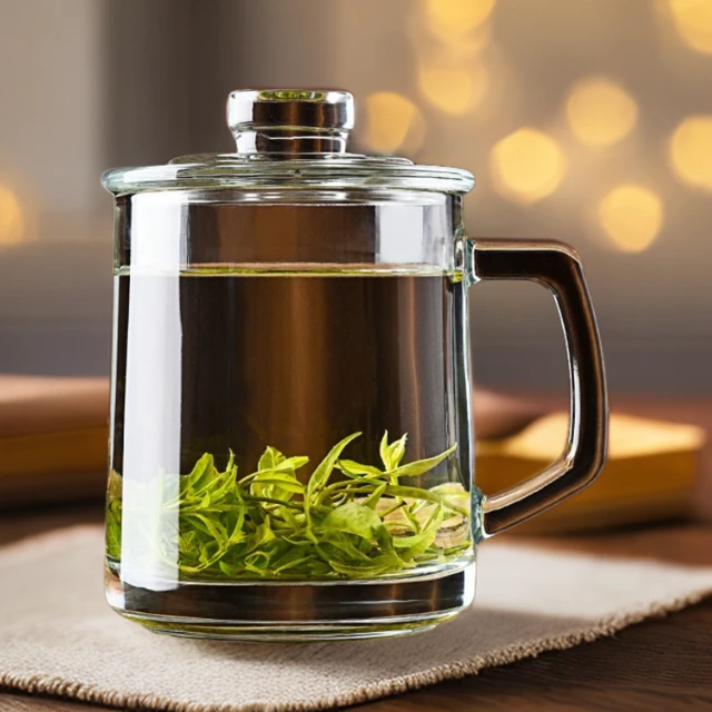 单只装加厚高硼硅茶杯过滤耐热玻璃杯透明泡茶玻璃杯绿茶杯带盖杯
