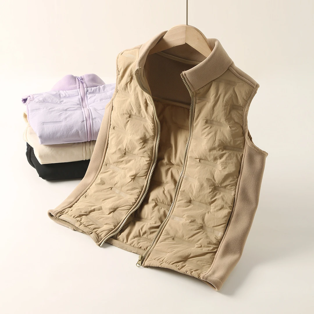 2934童装新款儿童立领马甲中大童航棉无袖拼接背心奥利绒坎肩