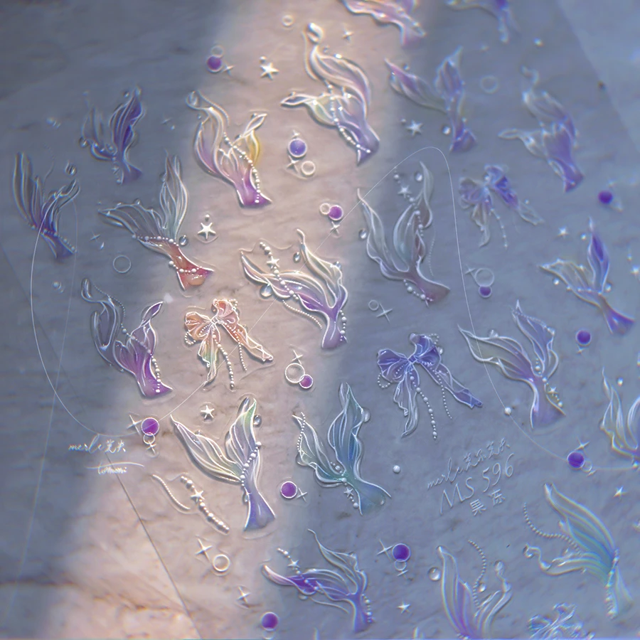 宝诗曼tomoni贝壳光美甲贴纸莫失合作款国风复古指甲贴纸美人鱼