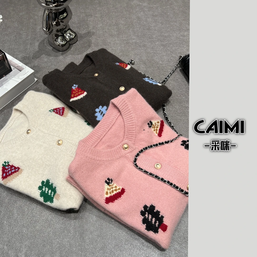微胖钟姐【】2023冬季新款重工刺绣羊毛洋气针织开衫10192