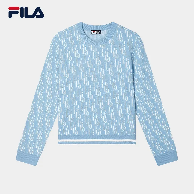 Fila/斐乐秋季新款女休闲编织衫长袖套头针织复古F11W448406F