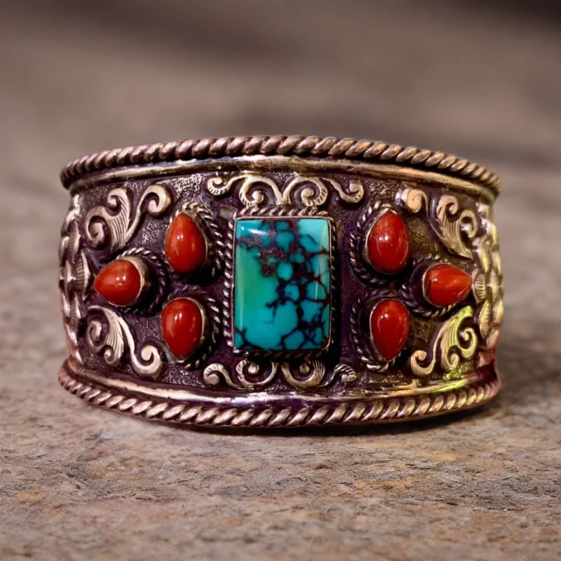 禧来乐绿松石手镯复古民族风个性