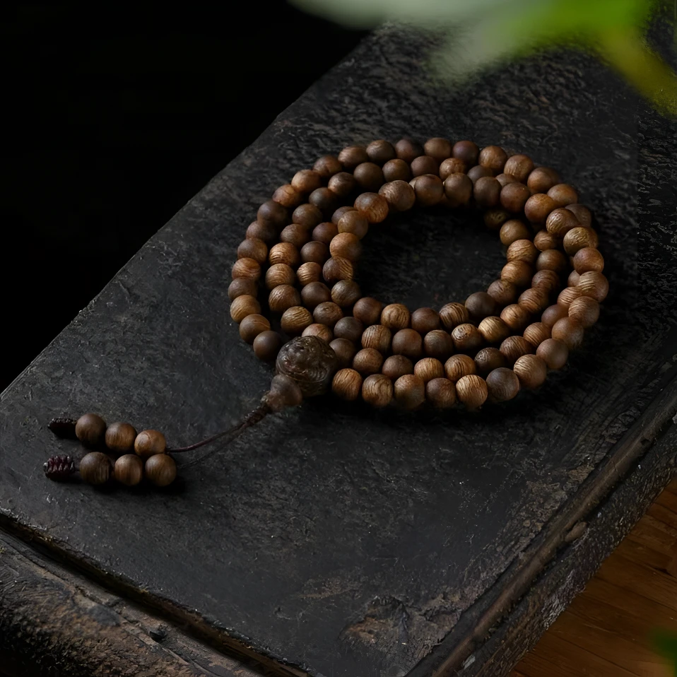 【佛安堂】野生越南芽庄白奇楠108佛珠沉香手串6咪