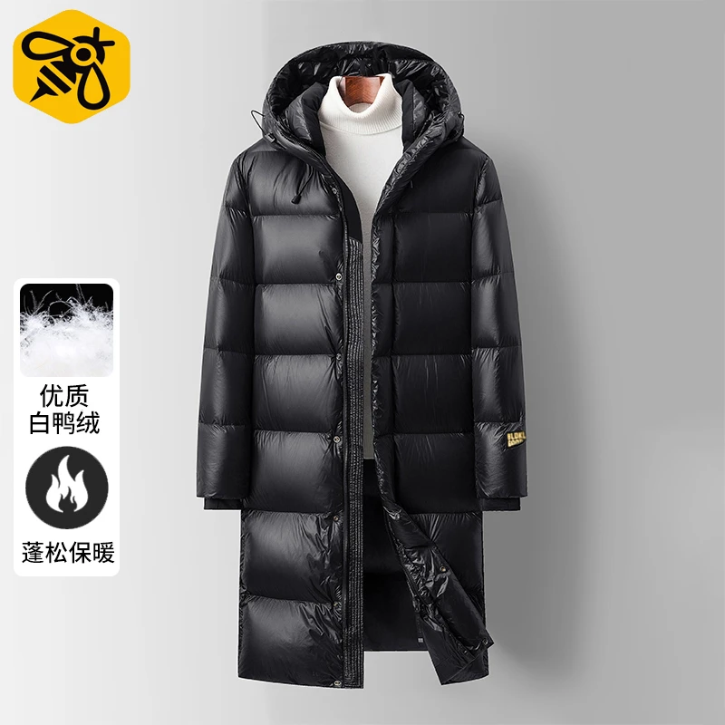 【即将售罄】标品黑金加厚【中长款】休闲连帽白鸭绒羽绒服N4W33100