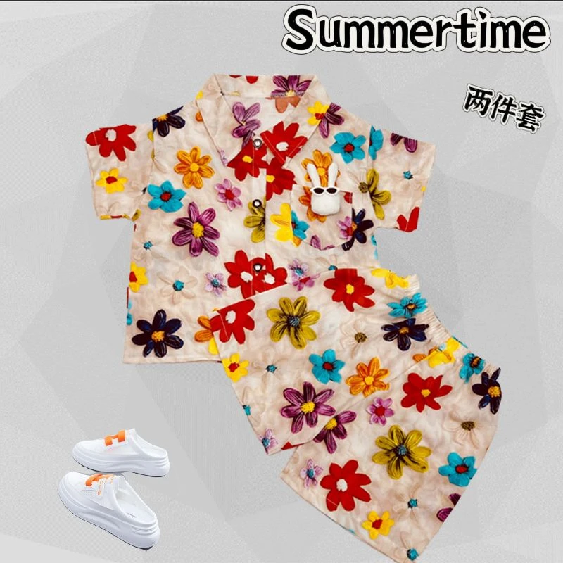 【2024夏款】男童痞帅衬衫套装新款中小童夏季潮流薄款洋气男孩