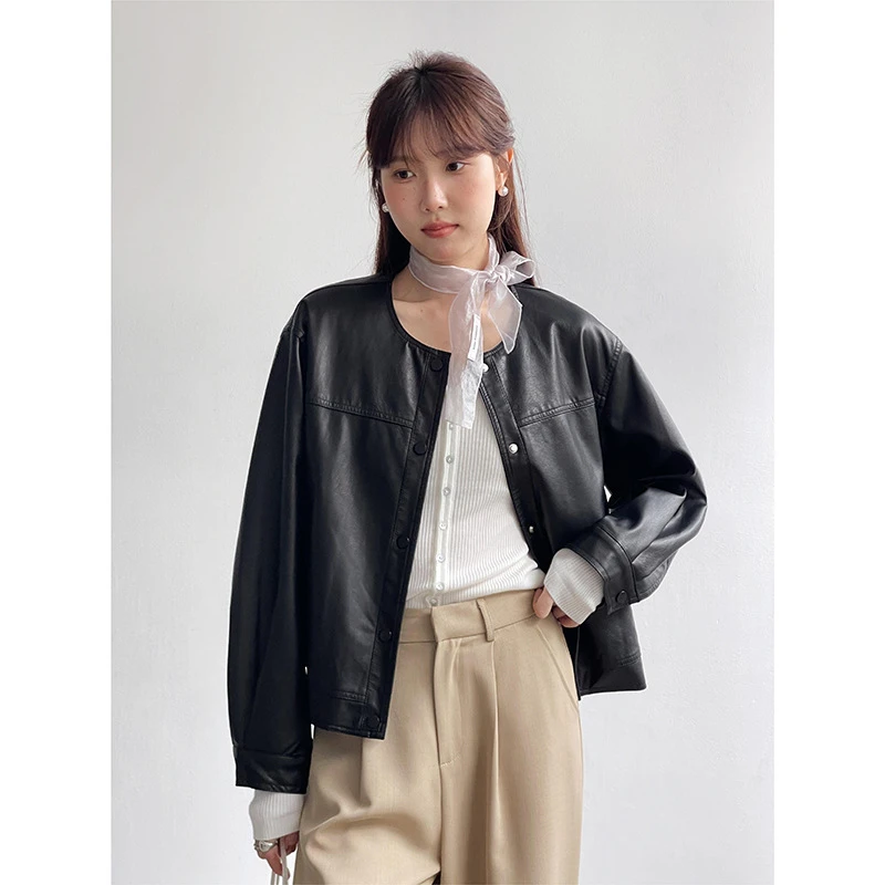 【气质皮衣】洋气短款皮衣外套女装秋季新款机车服夹克上衣秋冬