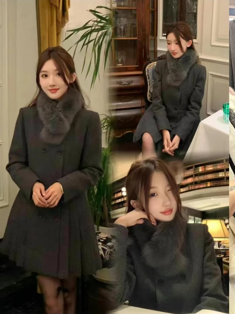 毛毛领外套2024冬季新款韩系高级气质感洋气时尚加厚上衣