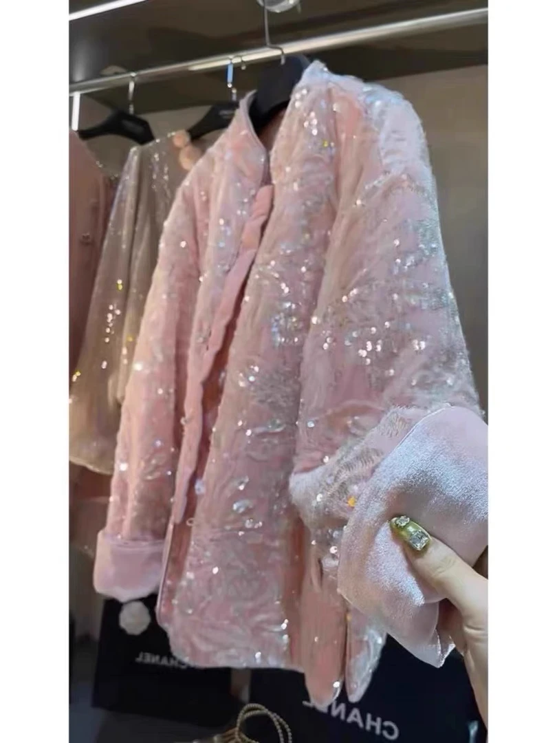 夸张家2024秋季新款刺绣亮片大码胖mm时尚百搭高品质女上衣