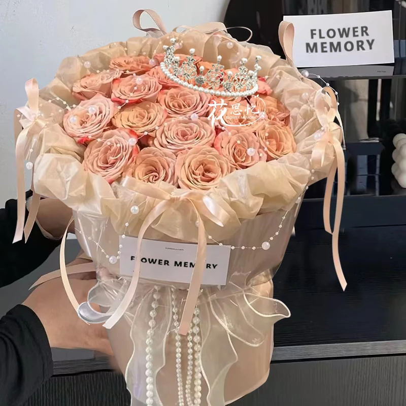 送给Ta❤山海藏爱意『卡布奇诺玫瑰芭蕾风花束鲜花』见面生日花送女朋友爱人闺蜜告白鲜花小时达同城送花上门