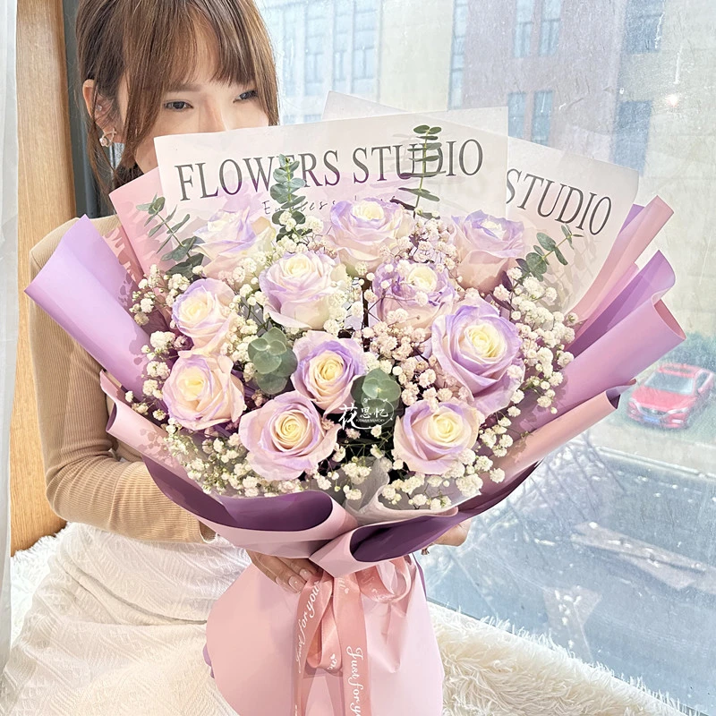 醉美遇见『11朵薄雾紫玫瑰』给女友恋人生日纪恋同城花店配送上门ZB