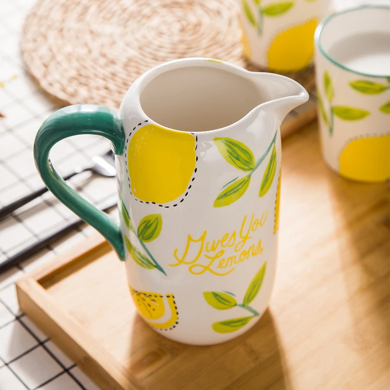 陶瓷冷水壶高温凉水壶大容量牛奶豆浆容器客厅餐桌花瓶摆件