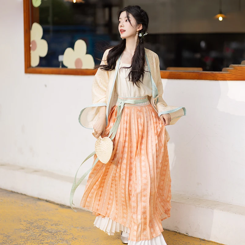 池夏【中国符号:芙蓉女儿】宋制对襟短衫百迭裙原创改良汉服女 秋