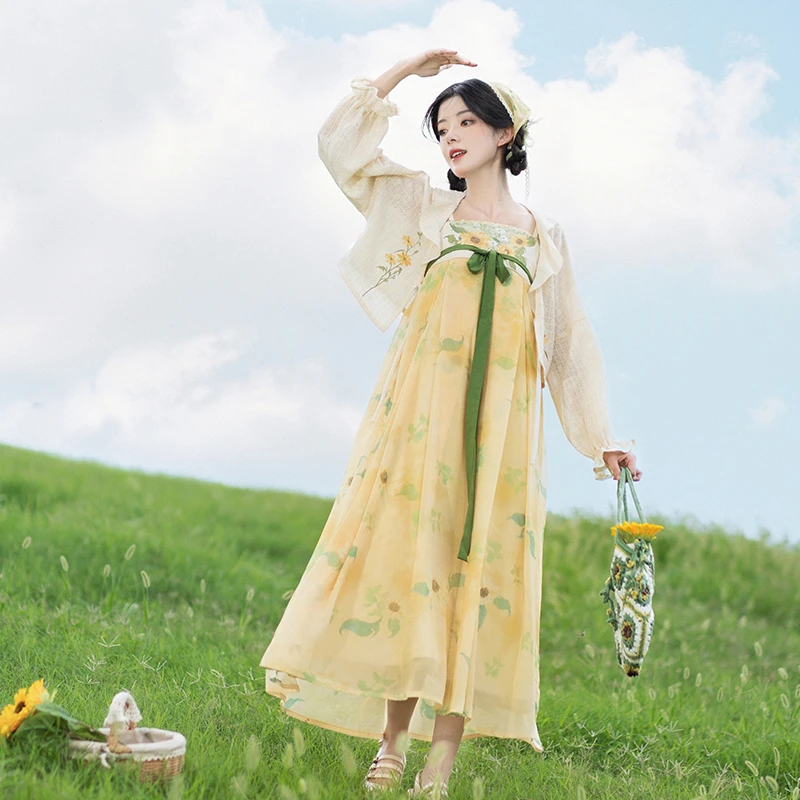 池夏【618大促】秋分·葵葵暖秋汉元素齐胸吊带裙原创改良汉服女夏秋