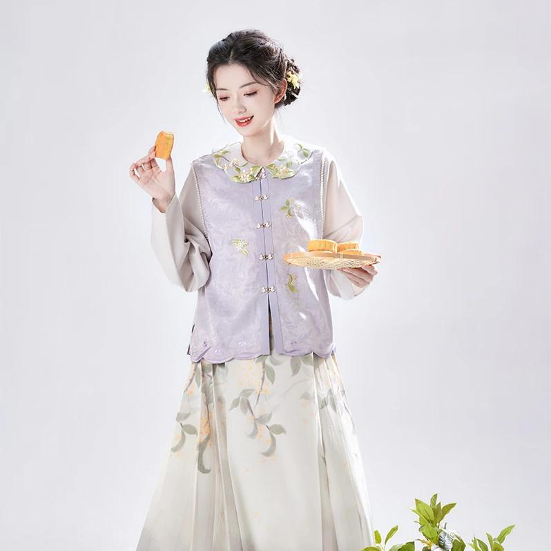 池夏【秋分·桂香满衣】明制比甲短衫八分改良马面裙原创改良汉服