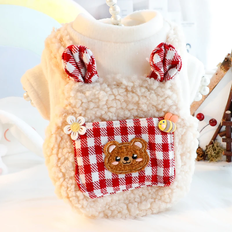 狗狗衣服秋冬装厚款猫咪小熊背带棉衣可爱加绒小型犬泰迪宠物4962