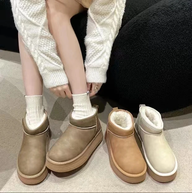 【小妮子专属】真皮时尚厚底百搭保暖雪地靴9910