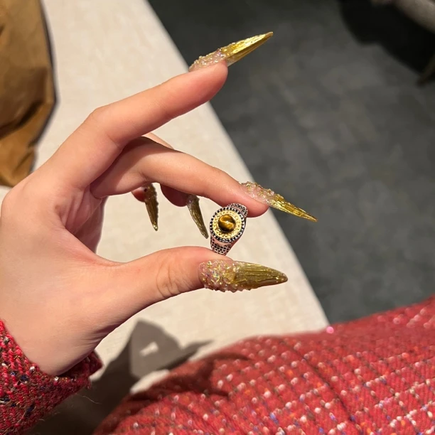 铜合金戒指 高定重工款设计感百搭开口戒