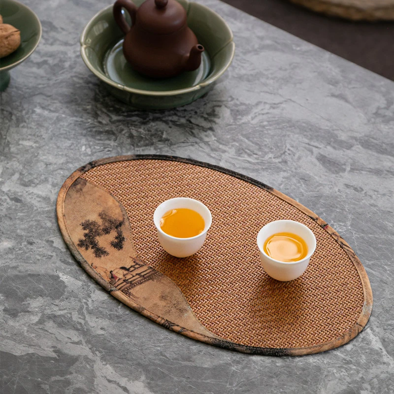 草编茶席干泡台茶垫手工禅意主人席茶垫防水布艺功夫泡茶席茶垫
