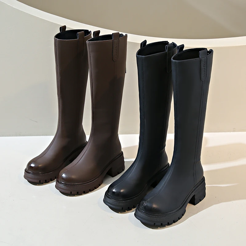 不过膝长靴大筒围长筒靴子秋冬款2024新款女高筒骑士靴百搭加绒