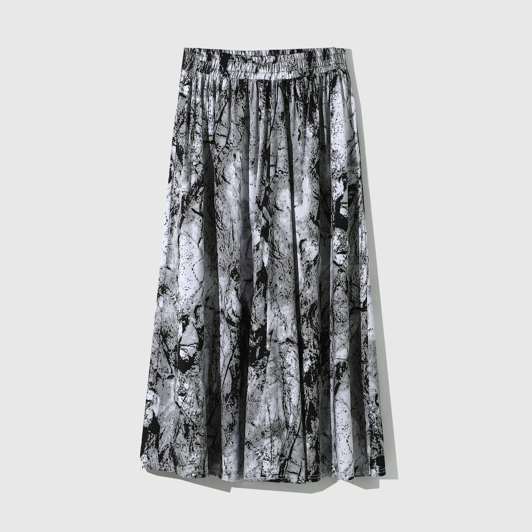 棉绸半身裙碎花时尚夏季百搭百搭高腰人造棉裙子松紧腰长款显瘦