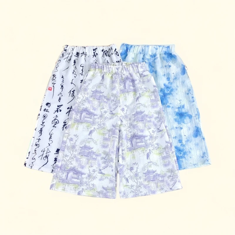 24-X061 潮流印花.外穿夏季休闲时尚百搭简约直筒裤男女宝皆可入