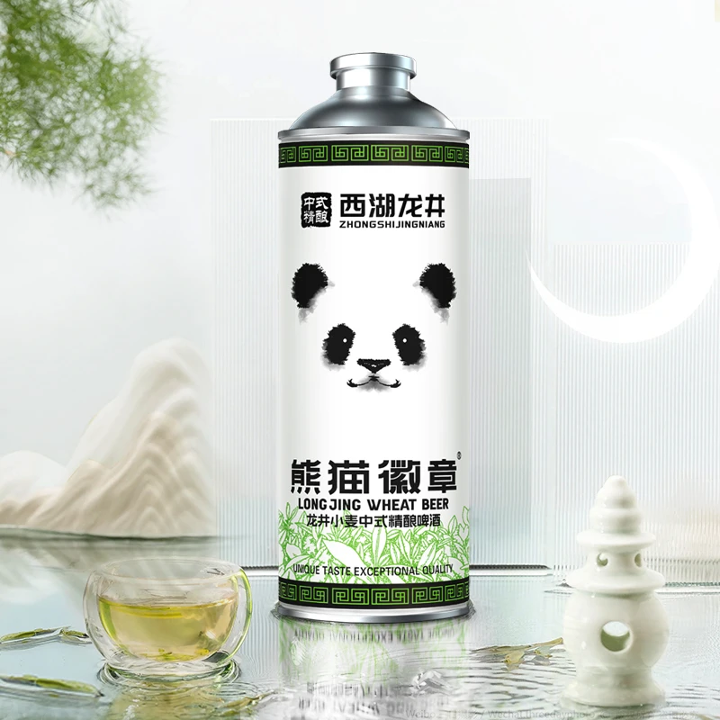 熊猫徽章熊猫徽章龙井小麦中式精酿啤酒 1L马口铁罐 1*4罐