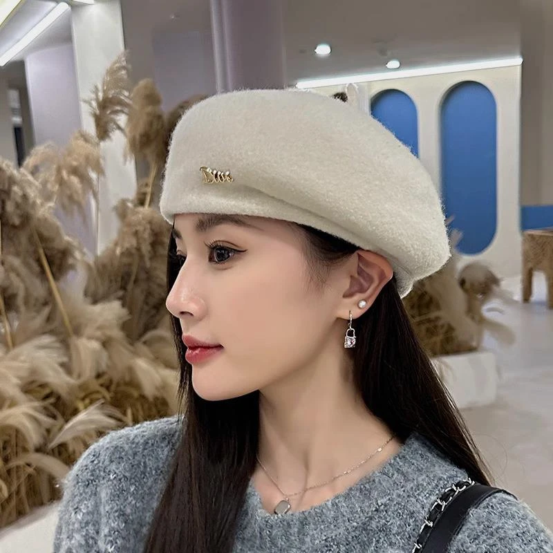 法式纯贝雷帽女秋冬2023新款纯色时尚显脸小百搭文艺画家帽子