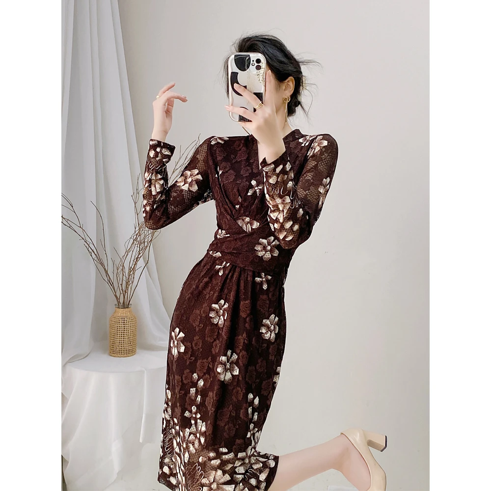 【换季福利】博雅国际秋冬新气质裹身裙V领绑带显瘦包臀连衣裙