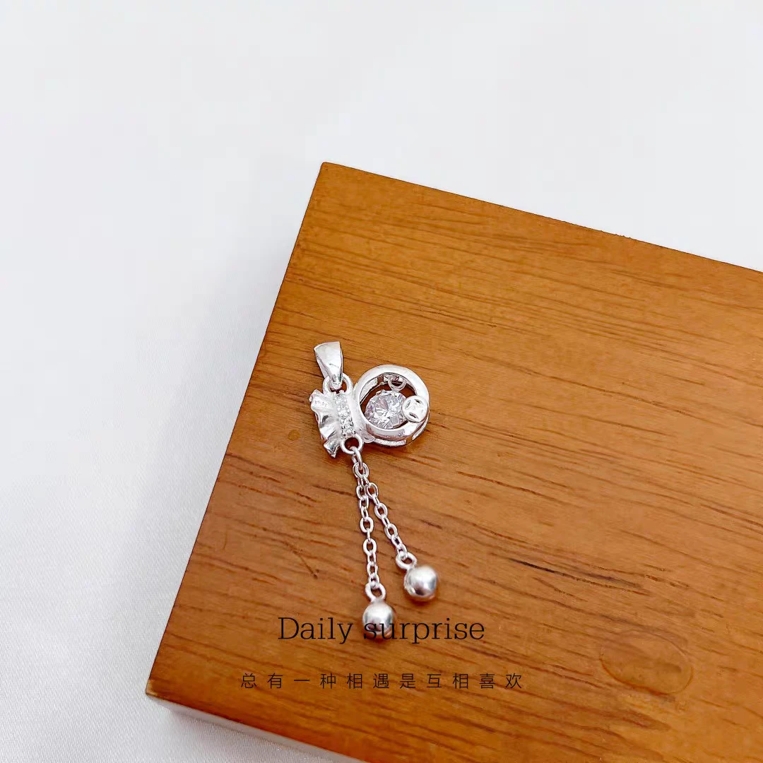 坠链均足银 气质灵动福袋 精致镶嵌简约百搭时尚纯银钱袋项链女