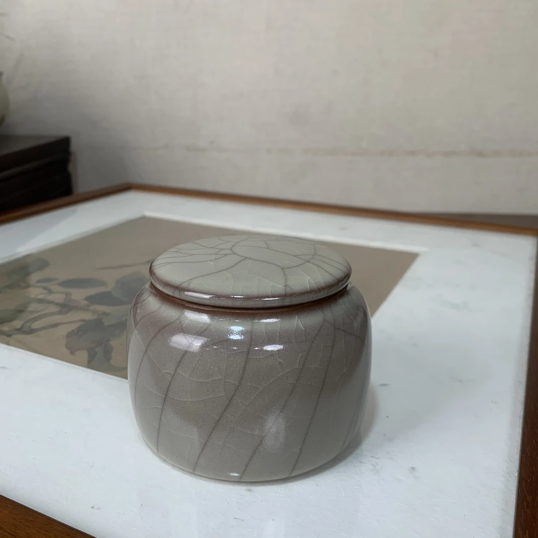 陈路军传世哥窑小盖罐陶瓷茶叶罐手工罐