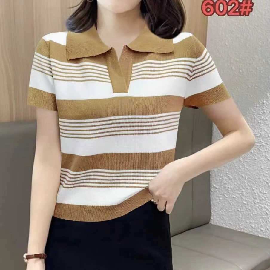 (彦彦家）602井新款时尚休闲针织短袖上衣