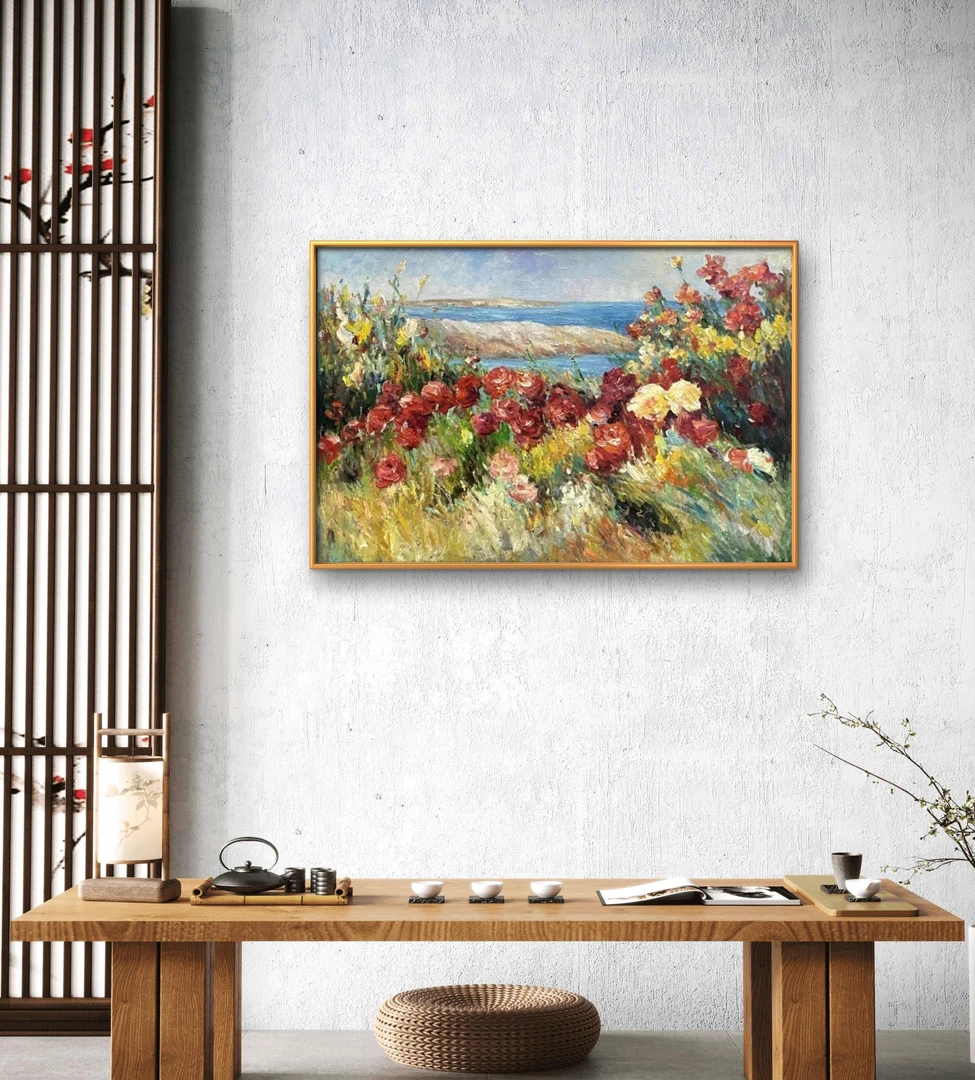 现货手绘油画欧式点彩风格尺寸60*85 客厅 书房 沙发背景挂画