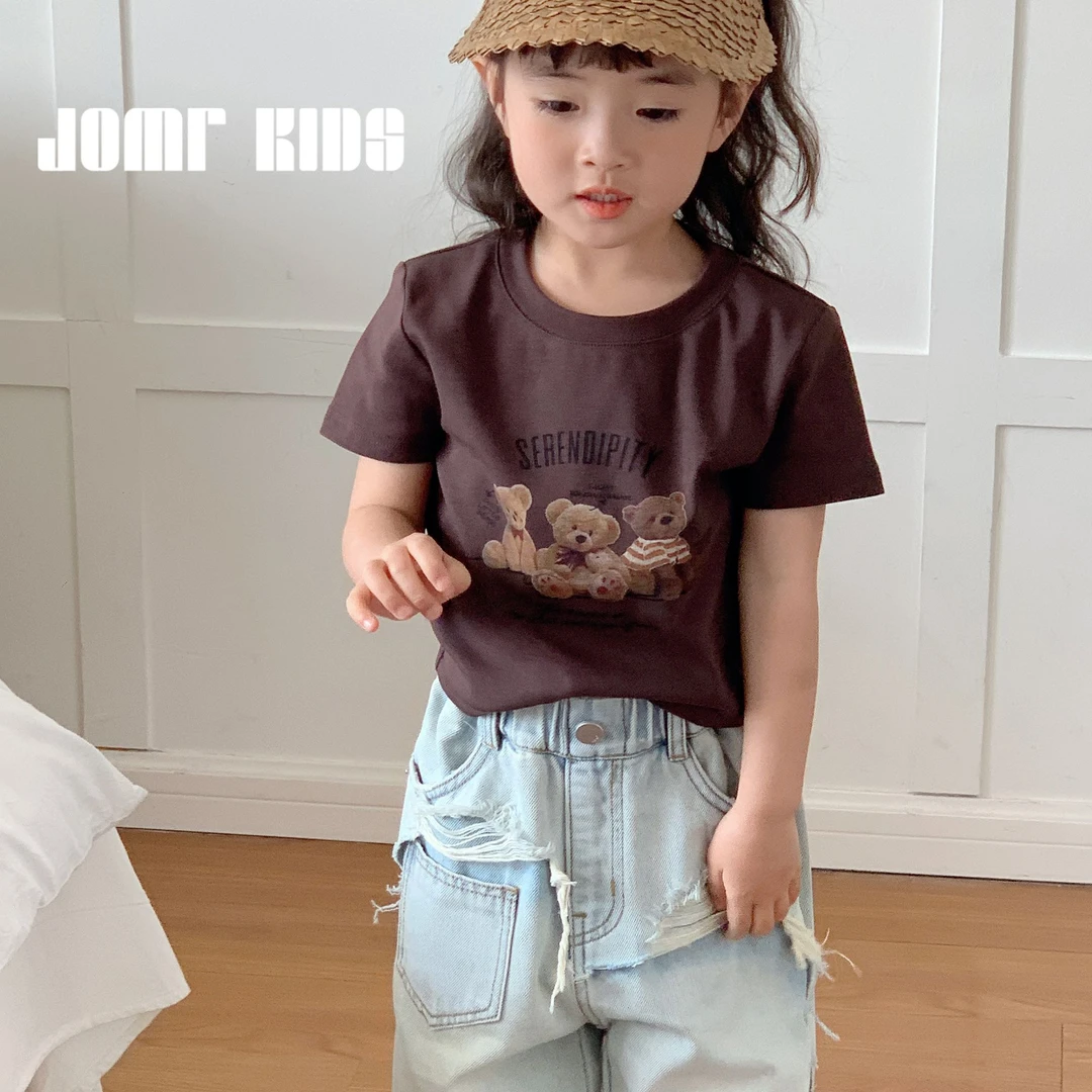 【嗒囜】儿童夏季时尚百搭短袖卡通印花T恤 女童圆领上衣 JM824300