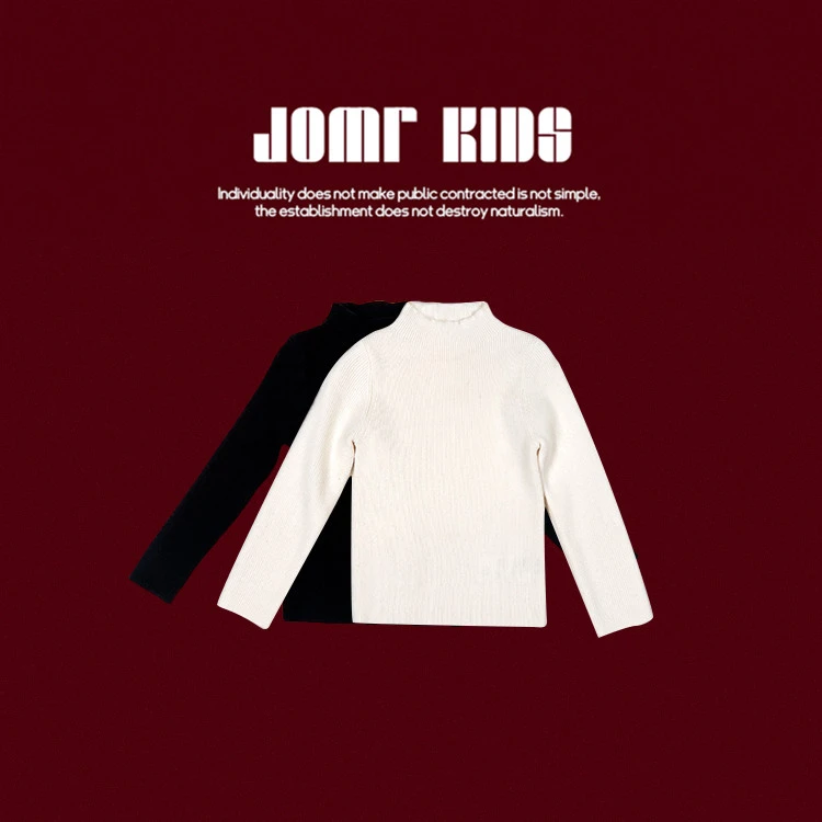 【嗒囜】百搭男女童坑条针织衫毛衣 儿童打底衫高领毛衫 JM824031