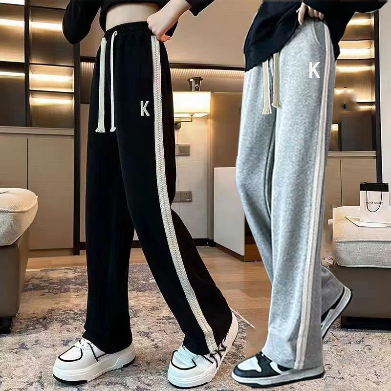 女童裤子春秋女孩直筒阔腿裤外穿春季中大童休闲长裤宽松运动卫裤