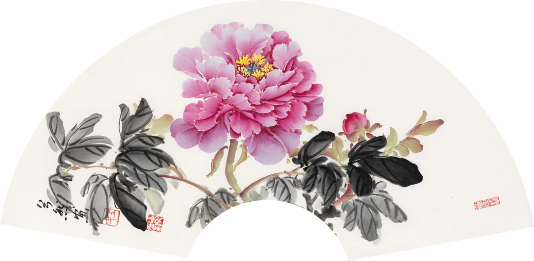 61㎝X31㎝扇面小品，高清扫描宣纸打印