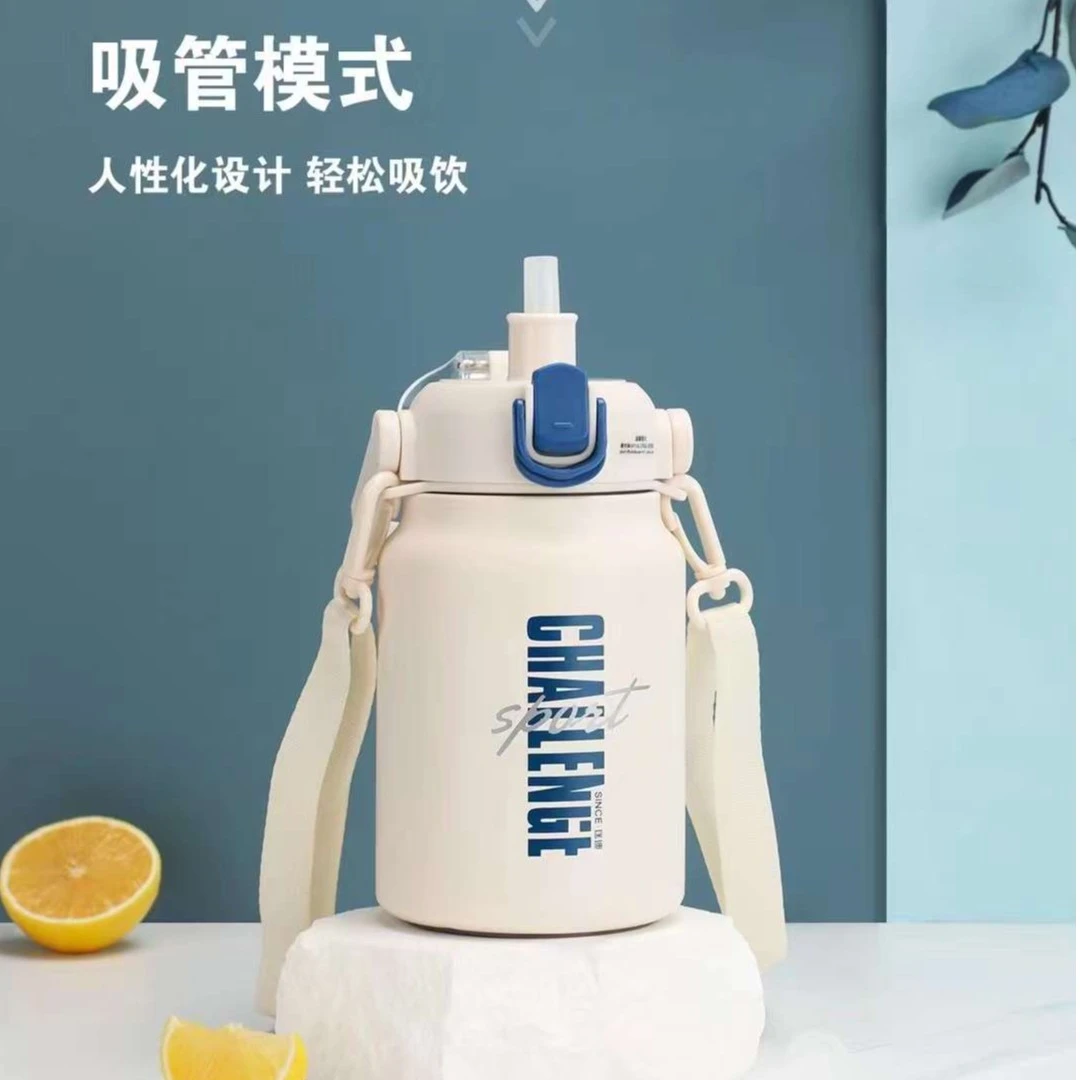 匡迪保温杯吸管网红可爱超大简约大容量学生大肚杯高颜值保温杯子