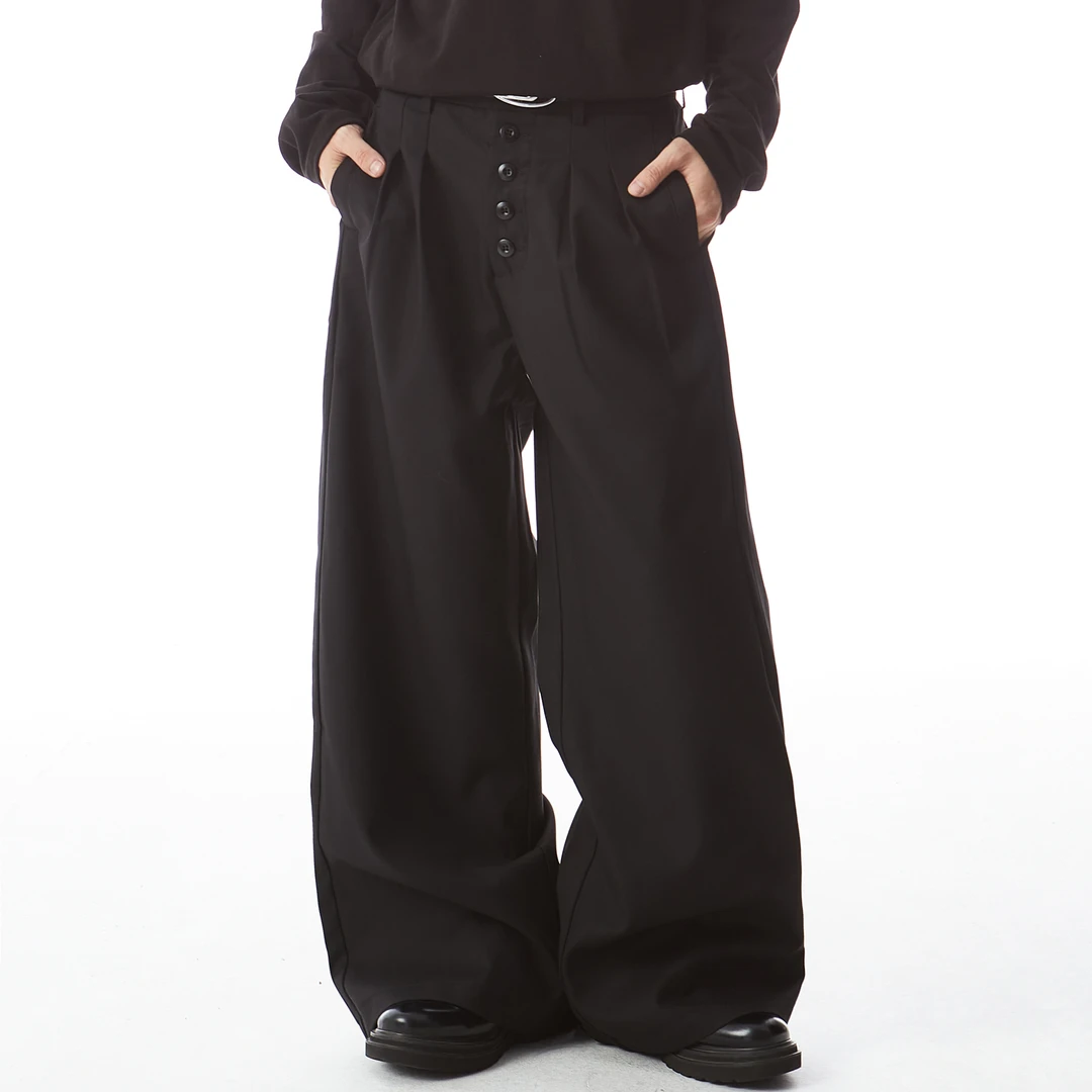 马煜 24SS排扣小众设计感直筒宽松男女休闲西裤百搭显瘦baggy长裤