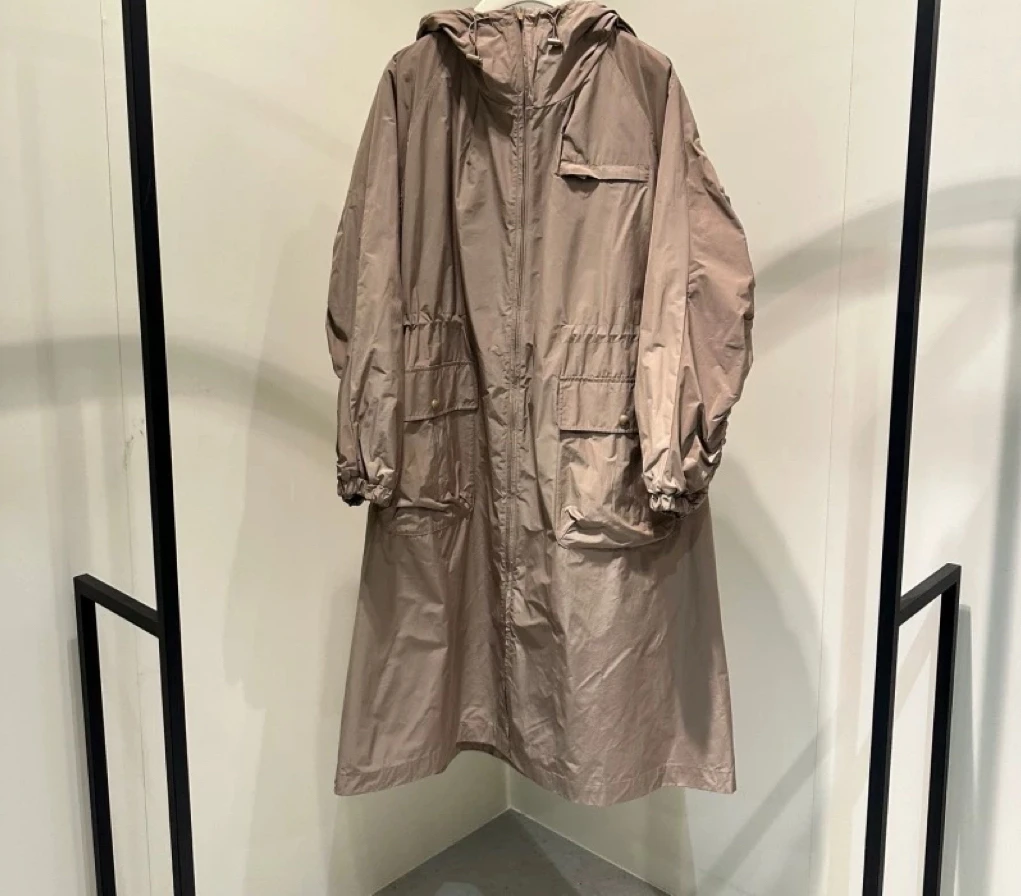 秋季新款宽松收腰显瘦连帽拉链百搭长款风衣外套PSJ021