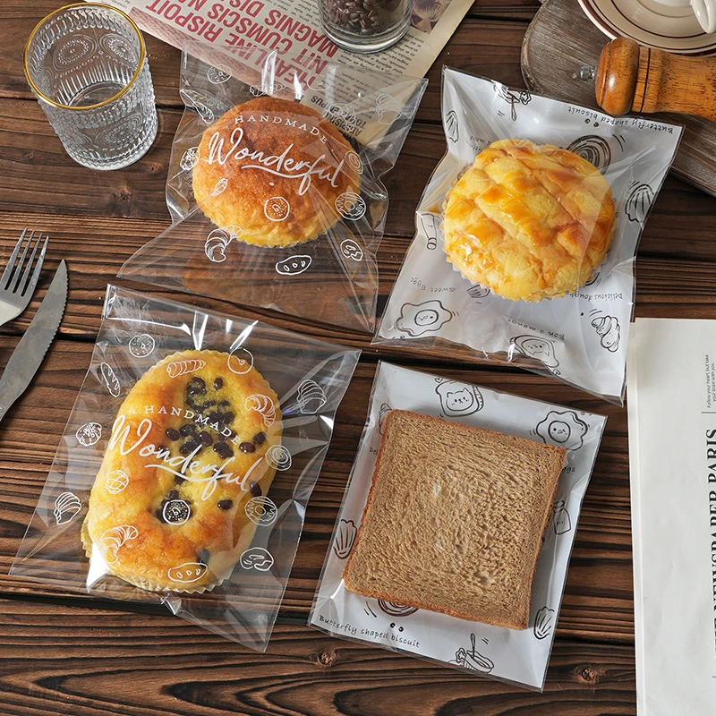 面包饼干袋自封袋吐司烘焙贝果甜甜圈三明治透明自粘蛋糕点心袋子