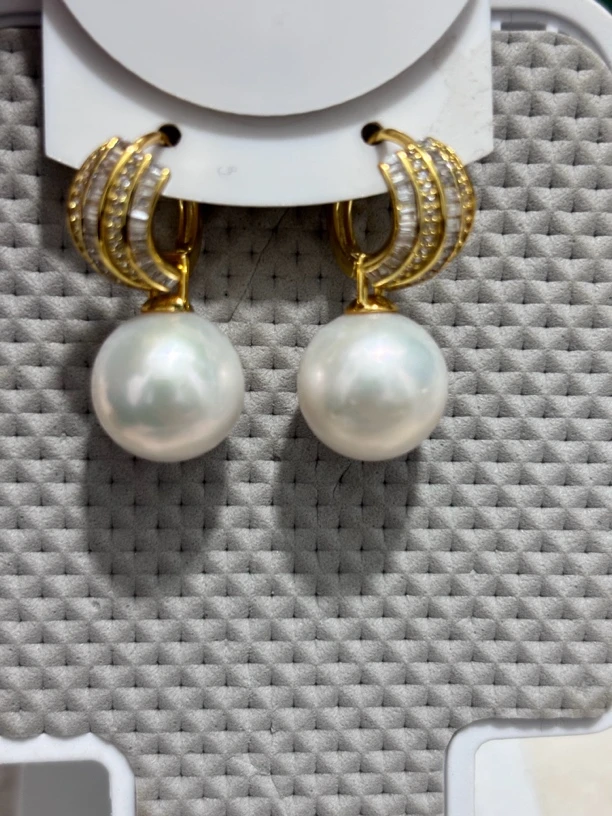 丽源珠宝推荐 天然淡水珍珠满锆镶嵌精致大气款耳钉