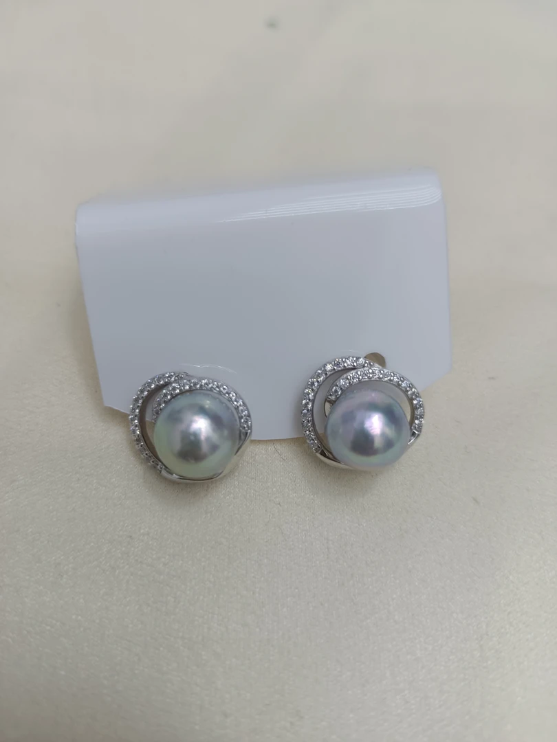 丽源珠宝推荐  天然海水真多麻精致旋转耳钉款