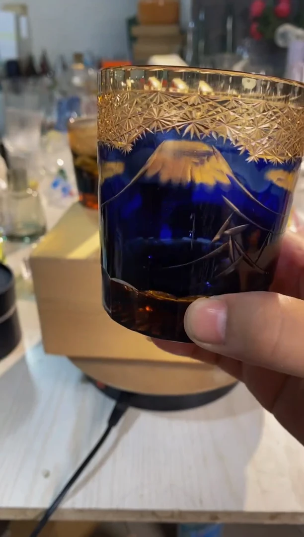 【闪购商品】蓝色富士山切子杯（不含木盒）