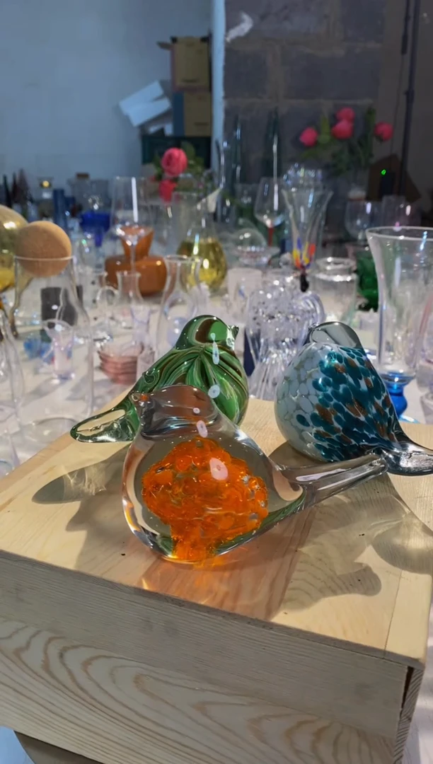 【闪购商品】橘色内部花纹小鸟摆件