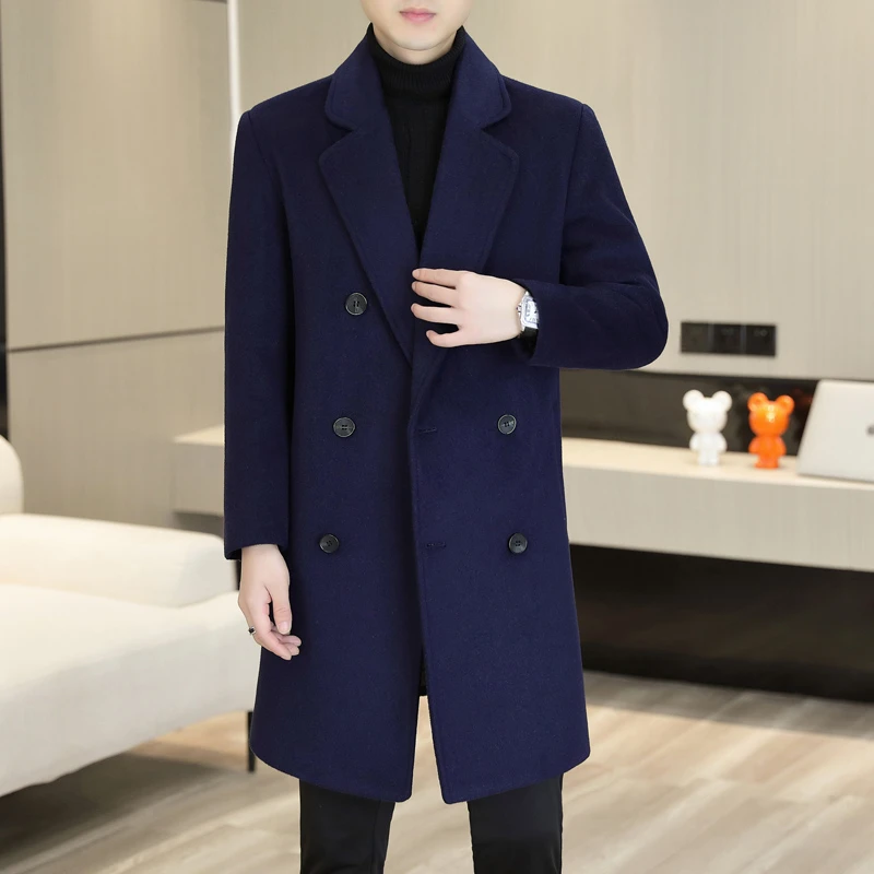 毛呢大衣男士中长款加厚秋冬季新品高档时尚潮流百搭呢子风衣外套