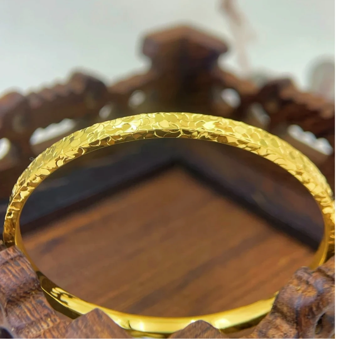 足银手镯 闭口碎冰冰手镯轻奢时尚百搭简约经典实心气质精美镭射