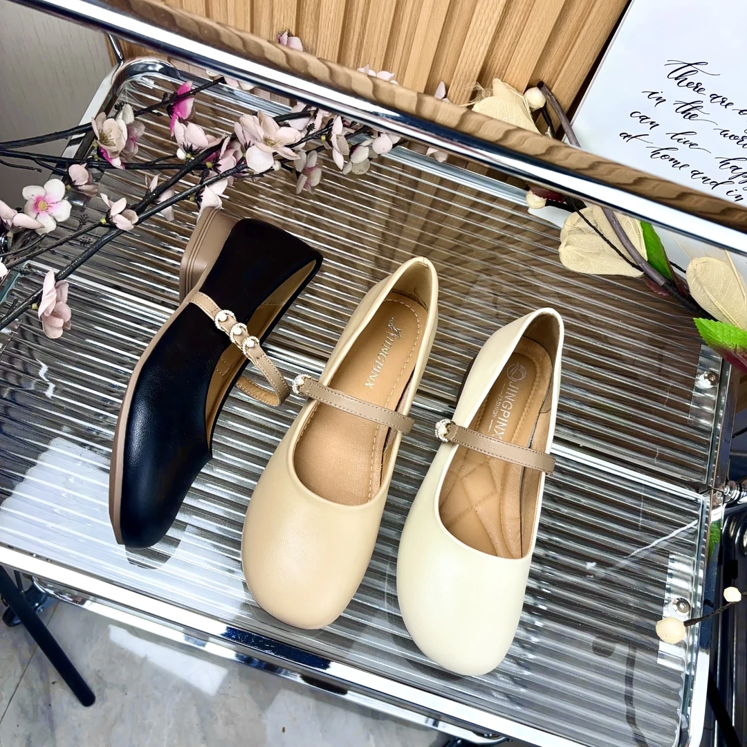 【朵苮品牌】夏季休闲圆头低跟舒适软底浅口法式玛丽珍单鞋3822